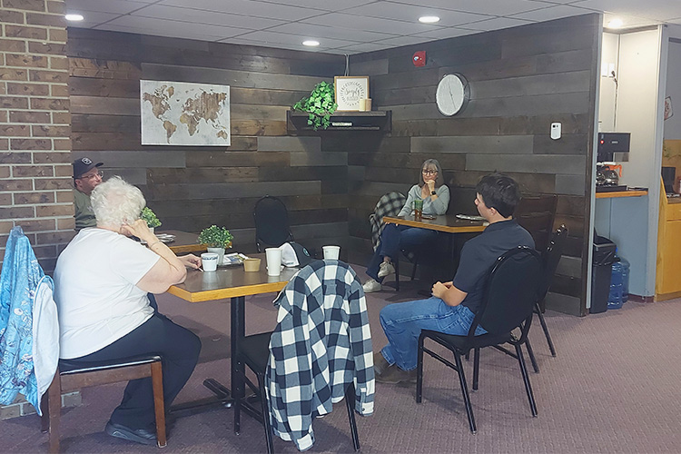 small group in Alpine Church of God foyer